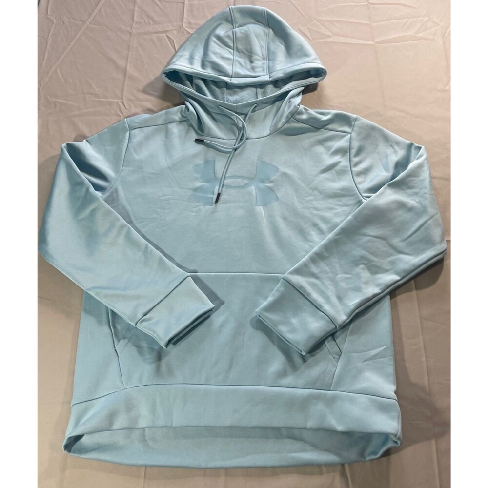 Under Armour Loose Fit Hoodie Pullover Blue Drawstring Sweater Mens Size Medium
